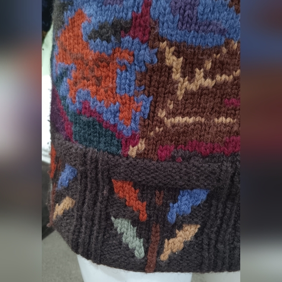 80s Sweater Wool Thick Knit Fall Winter Vintage Ski Jumper Hong Kong XL Pullover - Picture 2 of 12